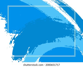 Horizontal border with paint brush strokes background.  Distressed design template for card. Vector border rectangular frame with colorful painted ink brushstrokes backdrop, watercolor texture.