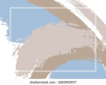 Horizontal border with paint brush strokes background.  Flat design template for card. Vector border rectangular frame with colorful painted ink brushstrokes watercolor texture.