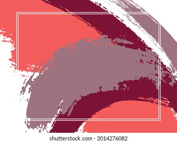 Horizontal border with paint brush strokes background.  Graphic design template for card. Vector border rectangular frame with colorful painted ink brushstrokes backdrop, watercolor texture.