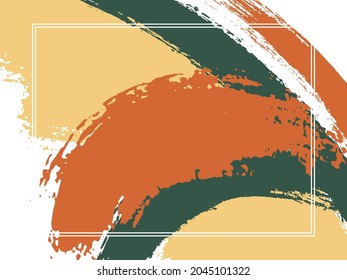 Horizontal border with paint brush strokes background.  Retro design template for card. Vector border rectangular frame with colorful painted ink brushstrokes watercolor texture.