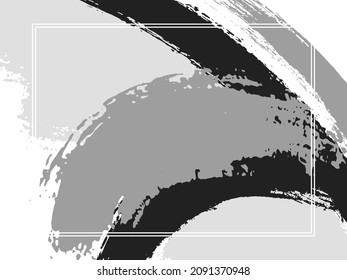 Horizontal border with paint brush strokes background.  Graphic design template for poster. Vector border rectangular frame with colorful painted ink brushstrokes backdrop, watercolor texture.
