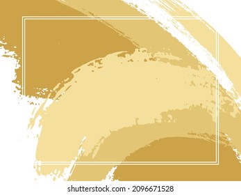 Horizontal border with paint brush strokes background.  Retro design template for card. Vector border rectangular frame with colorful painted ink brushstrokes watercolor texture.