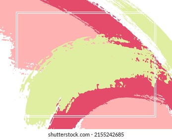 Borde horizontal con pincel de pintura traza el fondo.  Plantilla de diseño de moda para tarjeta. Borde vectorial marco rectangular con pinceles de tinta pintada de color textura acuarela.