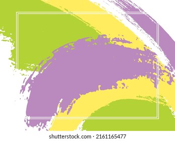 Horizontal border with paint brush strokes background.  Graphic design template for card. Vector border rectangular frame with colorful painted ink brushstrokes watercolor texture.