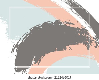 Horizontal border with paint brush strokes background.  Grunge design template for card. Vector border rectangular frame with colorful painted ink brushstrokes backdrop, watercolor texture.