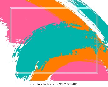 Borde horizontal con pincel de pintura traza el fondo.  Plantilla de diseño para tarjeta. Marco rectangular de borde vectorial con fondo de pinceles de tinta pintada de color, textura de acuarela.
