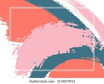 Borde horizontal con pincel de pintura traza el fondo.  Plantilla de diseño con problemas para la tarjeta. Marco rectangular de borde vectorial con fondo de pinceles de tinta pintada de color, textura de acuarela.