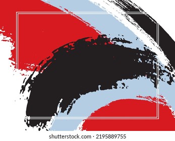 Horizontal border with paint brush strokes background.  Modern design template for card. Vector border rectangular frame with colorful painted ink brushstrokes watercolor texture.