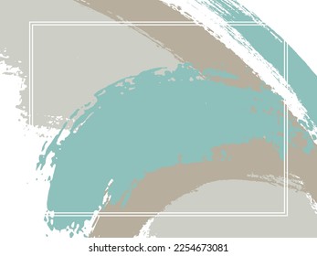 Horizontal border with paint brush strokes background.  Elegant design template for card. Vector border rectangular frame with colorful painted ink brushstrokes backdrop, watercolor texture.