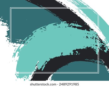 Horizontal border with paint brush strokes background.  Graphic design template for banner. Vector border rectangular frame with colorful painted ink brushstrokes watercolor texture.