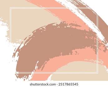 Horizontal border with paint brush strokes background.  Line art design template for card. Vector border rectangular frame with colorful painted ink brushstrokes watercolor texture.