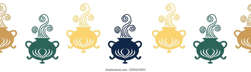 Horizontal border, set Magic and heavens seamless pattern, with magical elements Symbols of witchcraft theme