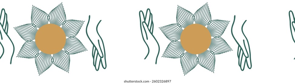 Horizontal border, set Magic and heavens seamless pattern, with magical elements Symbols of witchcraft theme