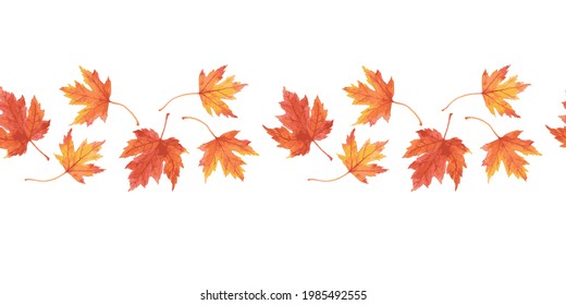 3,804 Watercolor autumn leaves seamless border Images, Stock Photos ...