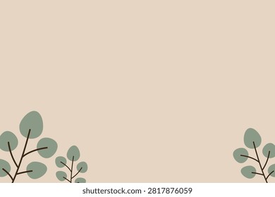 Horizontal bottom margin featuring silver dollar branches. Neutral earthy winter scene backdrop providing clear room for text integration.