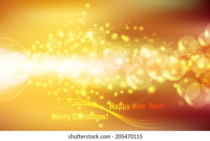 Horizontal Bright Glowing Christmas Bokeh Background Vector Illustration