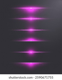 Horizontal bright purple glow, light plowing bright shine light stream of bright star.