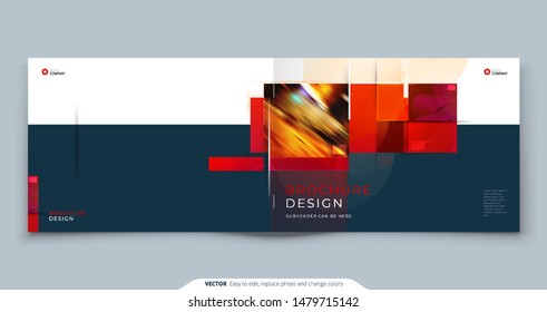Horizontal Brochure template layout design. Landscape Corporate business annual report, catalog, magazine, flyer mockup. Creative modern bright concept with square shapes