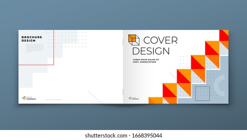 Horizontal Brochure Template Layout Design. Landscape Corporate Business Annual Report, Catalog, Magazine, Flyer Mockup. Creative Modern Background Concept In Abstract Flat Style Shape