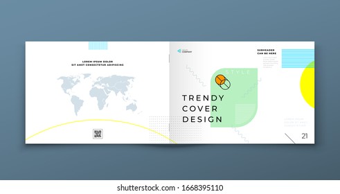 Horizontal Brochure template layout design. Landscape Corporate business annual report, catalog, magazine, flyer mockup. Creative modern background concept in abstract flat style shape