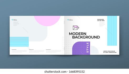 Horizontal Brochure Template Layout Design. Landscape Corporate Business Annual Report, Catalog, Magazine, Flyer Mockup. Creative Modern Background Concept In Abstract Flat Style Shape