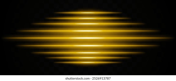 Efecto de luz de bronce Horizontal aislado sobre fondo transparente. Rayas de luz radiante que crean un efecto de capas brillante. Ideal para diseño, fondos abstractos y gráficos digitales.