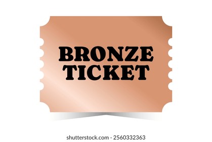 Horizontal bronze ticket template. Cinema, theater, casino, concert, opera, ballet, performance copper design. Vector illustration on white background