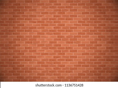 Horizontal brown brick wall with shadow, vector eps10 illustration
