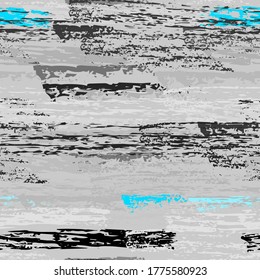 Horizontal  Brush Stroke Surface. Brushstroke Endless Repeating Elements. Creative Chalk Trends Motif. Blue and Gray Backdrop. Abstract Charcoal Surface. Brush Vector Background.