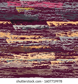 Horizontal  Brush Stroke Surface. Pinstripe Endless Repeating Elements. Cool Chalk Pattern. Khaki and Camo Backdrop. Abstract Charcoal Surface. Brush Vector Background.