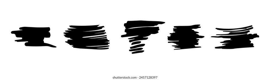 Horizontal brush strokes. Collection of freehand brush lines. Paint stains on an isolated background. Skeleton, basis for text. EPS10