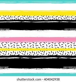 Horizontal brushstrokes seamless bold pattern. Vector texture. Hand painted. Artistic creative universal background. Memphis design