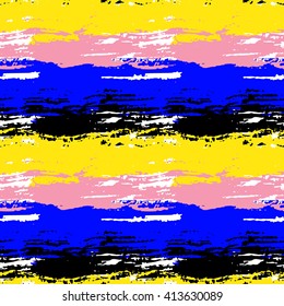 Horizontal brushstrokes seamless bold pattern. Vector texture. Hand painted. 80s - 90s style