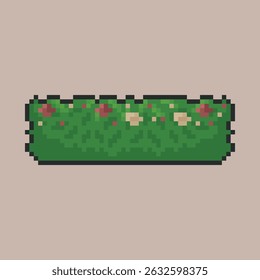 horizontal bush with flower in pixel art style