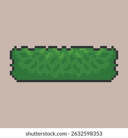 horizontal bush plant in pixel art style with isolated background