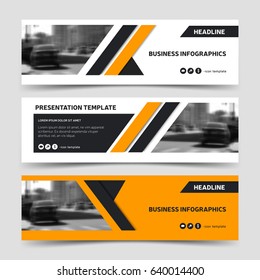 Horizontal business banner templates. Vector corporate identity design, orange technology background layout, eps10