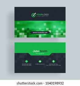 Horizontal business card with front and back presentation.