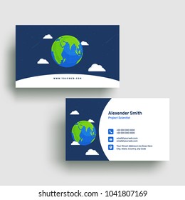 Horizontal business card with front and back presentation.