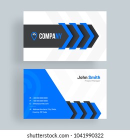 Horizontal business card with front and back presentation.