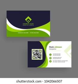 Horizontal business card with front and back presentation.