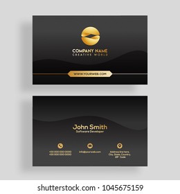 Horizontal business card with front and back presentation.