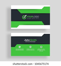 Horizontal business card with front and back presentation.