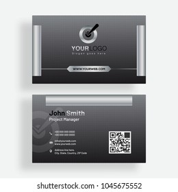 Horizontal business card with front and back presentation.