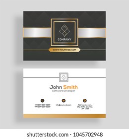 Horizontal business card with front and back presentation.