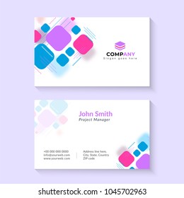 Horizontal business card with front and back presentation.
