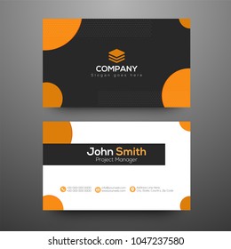 Horizontal business card with front and back presentation.