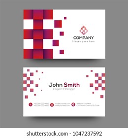 Horizontal business card with front and back presentation.