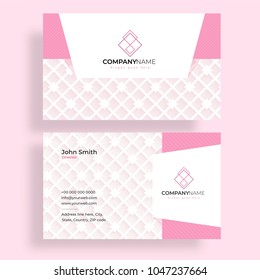Horizontal business card with front and back presentation.