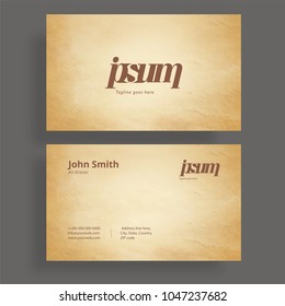 Horizontal business card with front and back presentation.