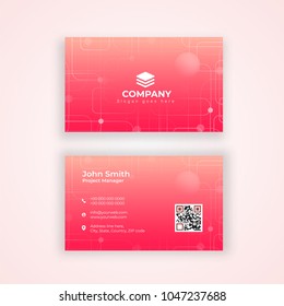 Horizontal business card with front and back presentation.